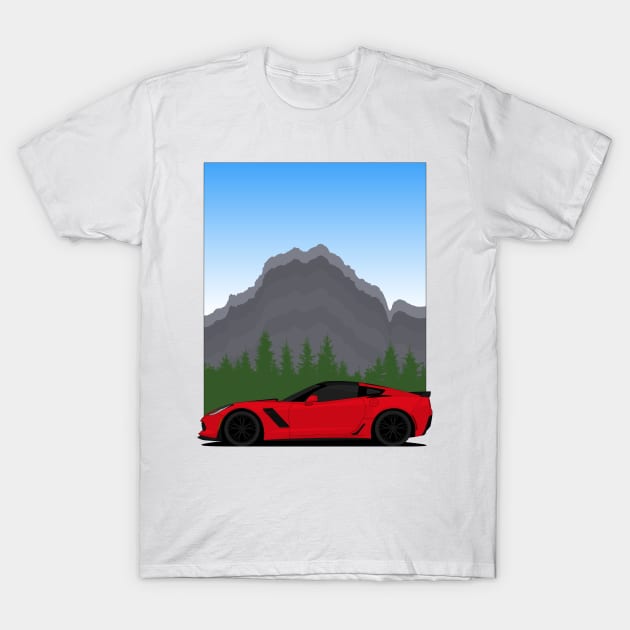 Z06 mountain Red T-Shirt by VENZ0LIC